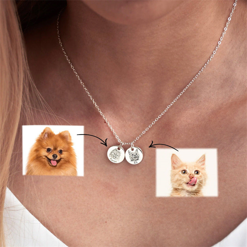 Personalise Pet Photo Disc Pendant Necklace