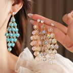 Rhombus Shape Grape Ball Earrings