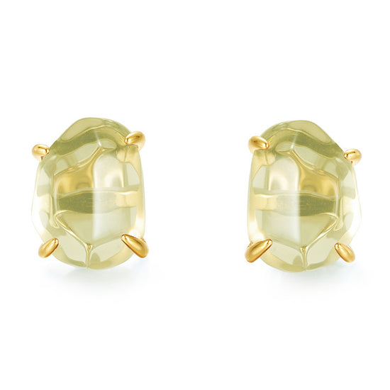 Raw Amethyst Citrine Four Claw Stud
