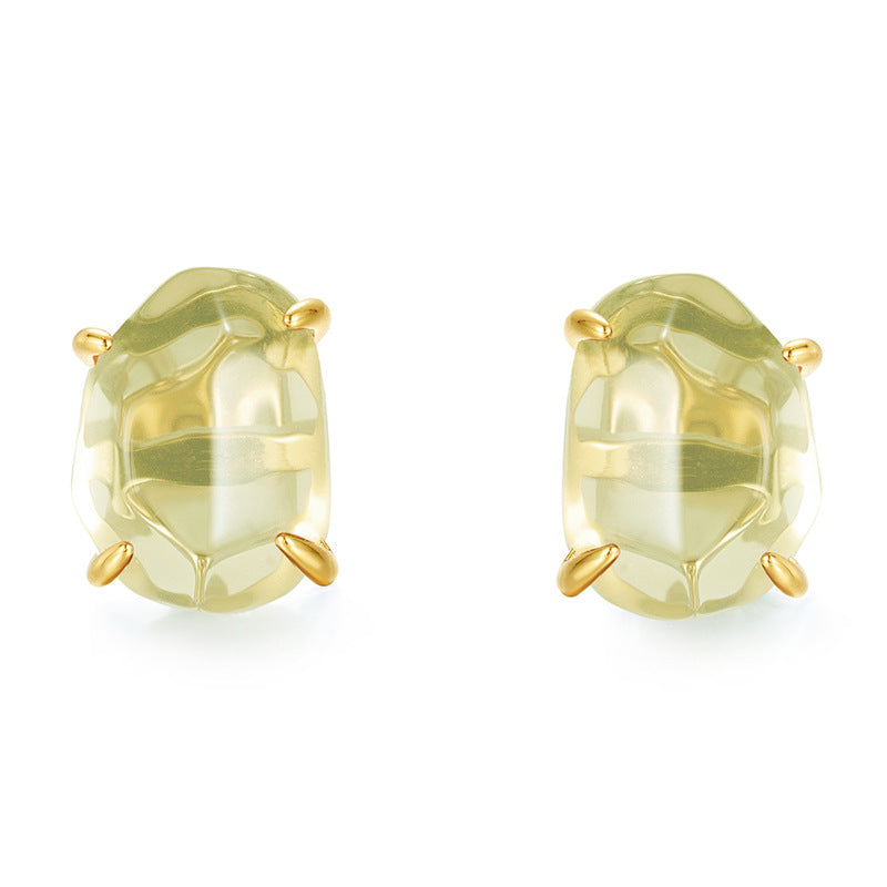 Raw Amethyst Citrine Four Claw Stud