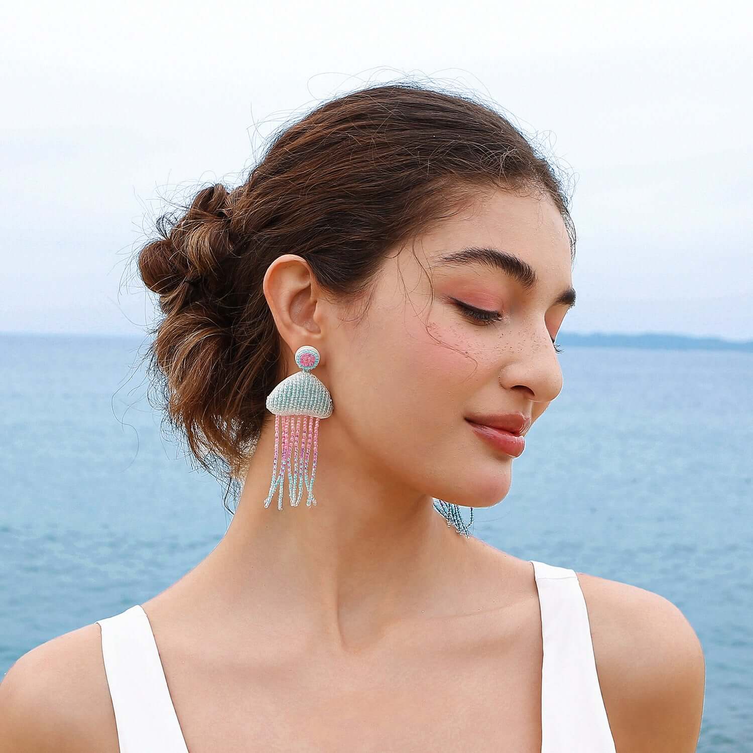 Jellyfish Tassel Bead Earrings | E9249