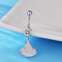 Fan Shaped Ginkgo Leaf Belly Button Piercing