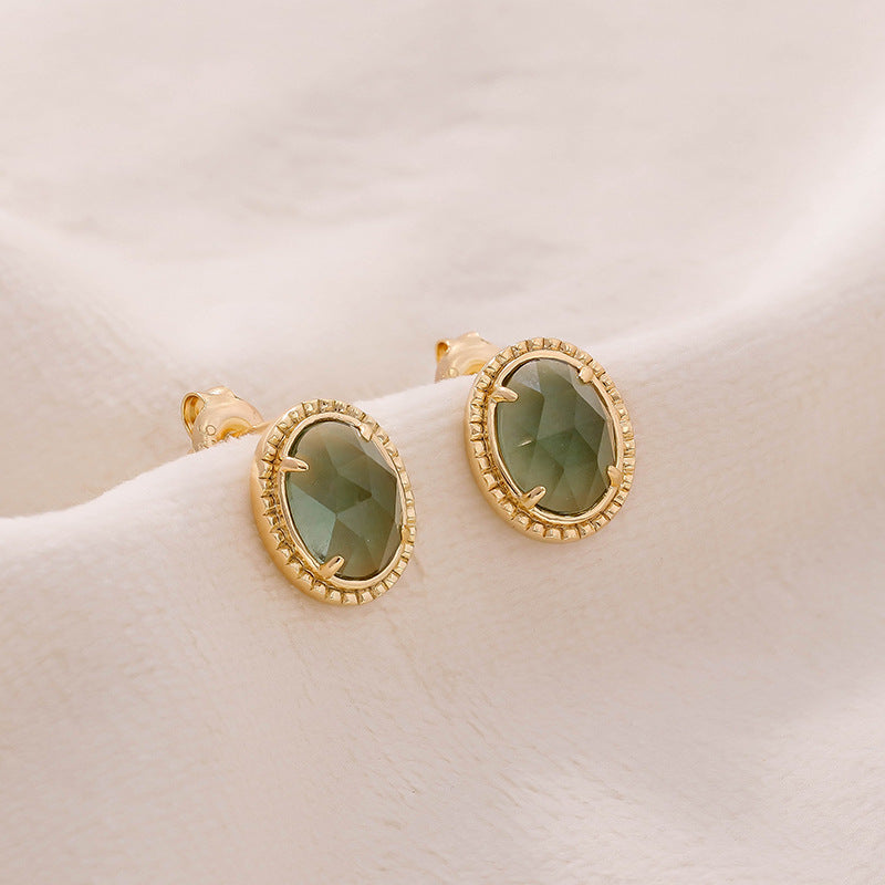 Green Amethyst Stud Earrings