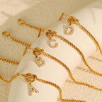Custom Love Knot Alphabet Cuban Chain Necklace
