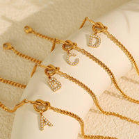 Custom Love Knot Alphabet Cuban Chain Necklace
