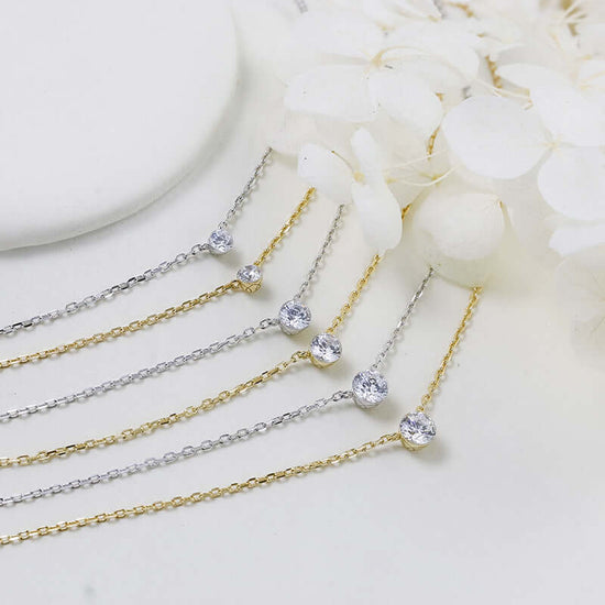 Silver Solitaire Moissanite Pendant Necklace