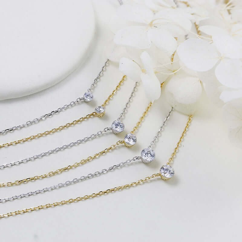 Silver Solitaire Moissanite Pendant Necklace