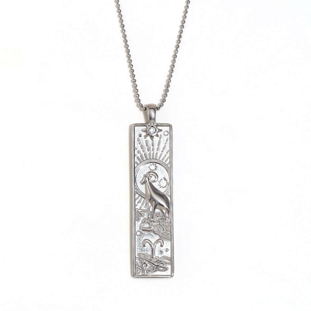 Rectangular Zodiac Pendant Necklace Gold | JN3474