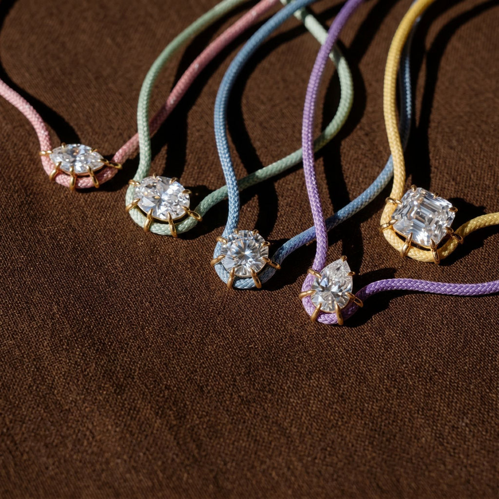 Color Pop Braided Rope CZ Cord Necklace