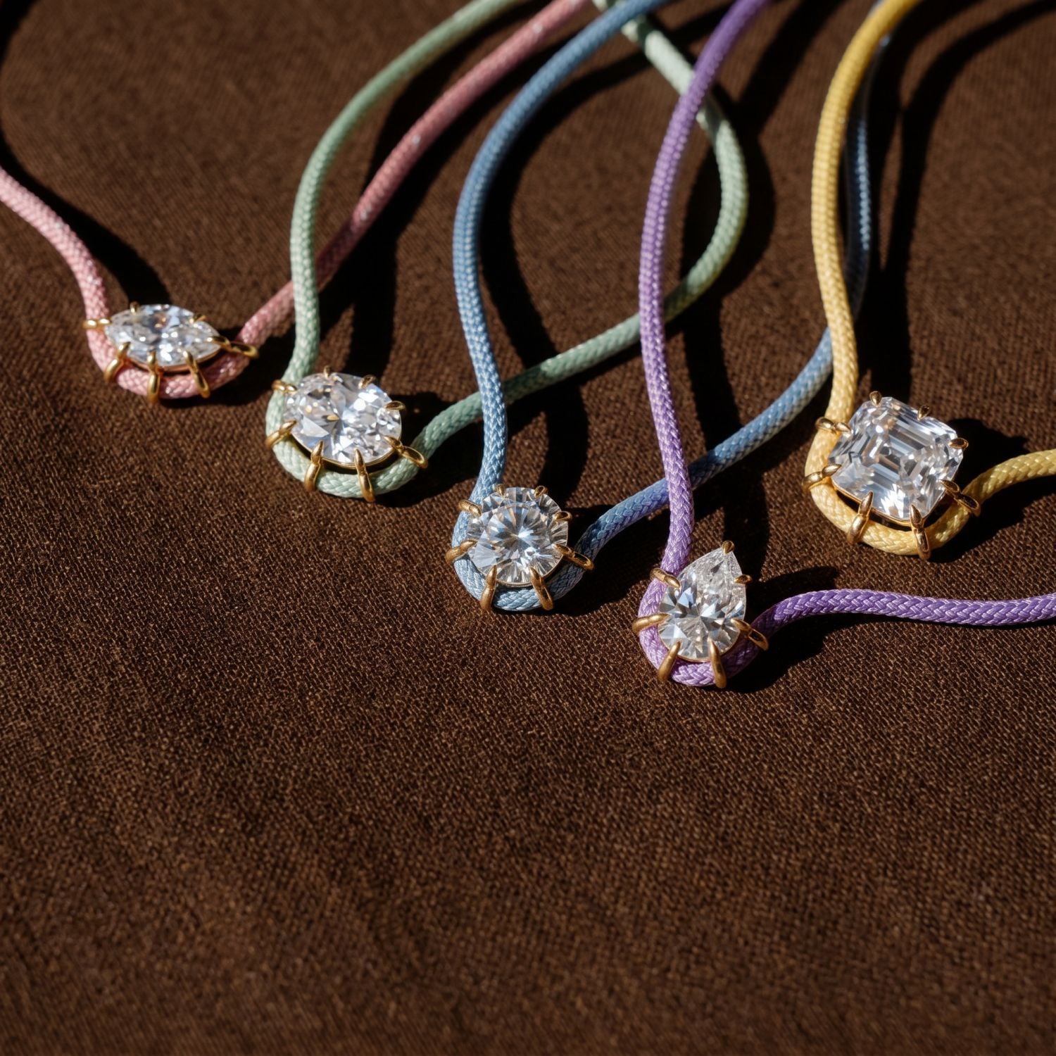 Color Pop Braided Rope CZ Cord Necklace