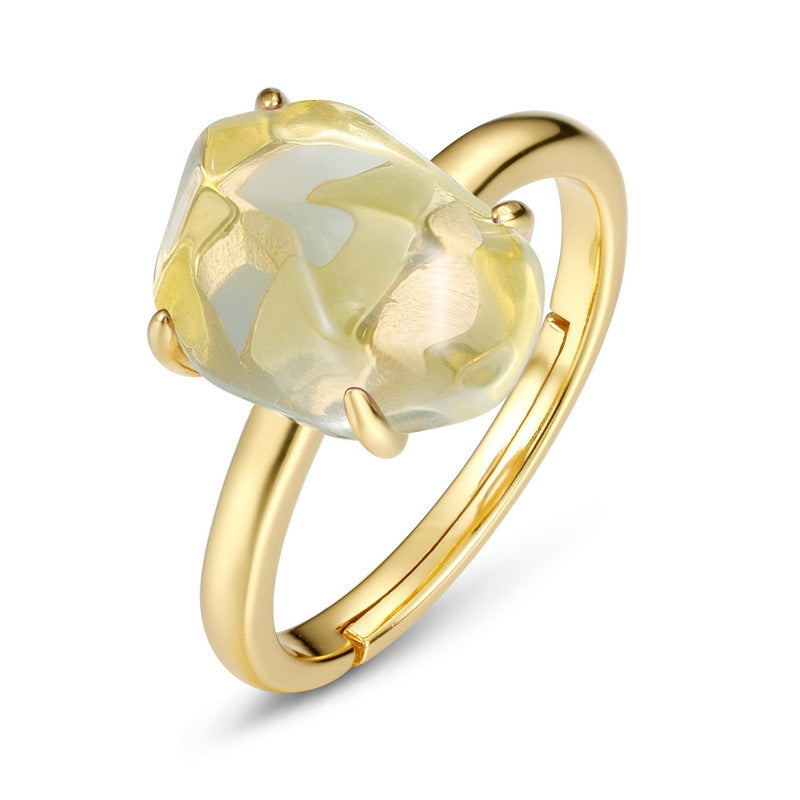 Raw Rose Quartz Citrine Good Vibes Ring