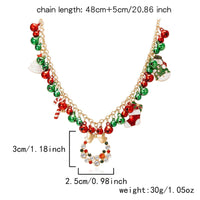 Santa Xmas Jingle Bell Red Green Pendant Holiday Necklace