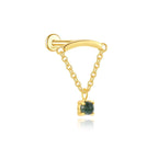 Moss Agate Push Pin Tassel Labret Back Studs