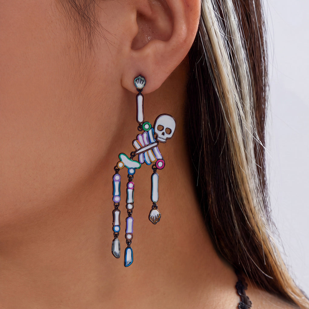 Neon Colorful Skeleton Ear Jacket Earrings