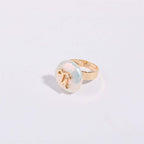 14K Horoscope Zodiac Sign Pearl Stacking Ring | MQ801