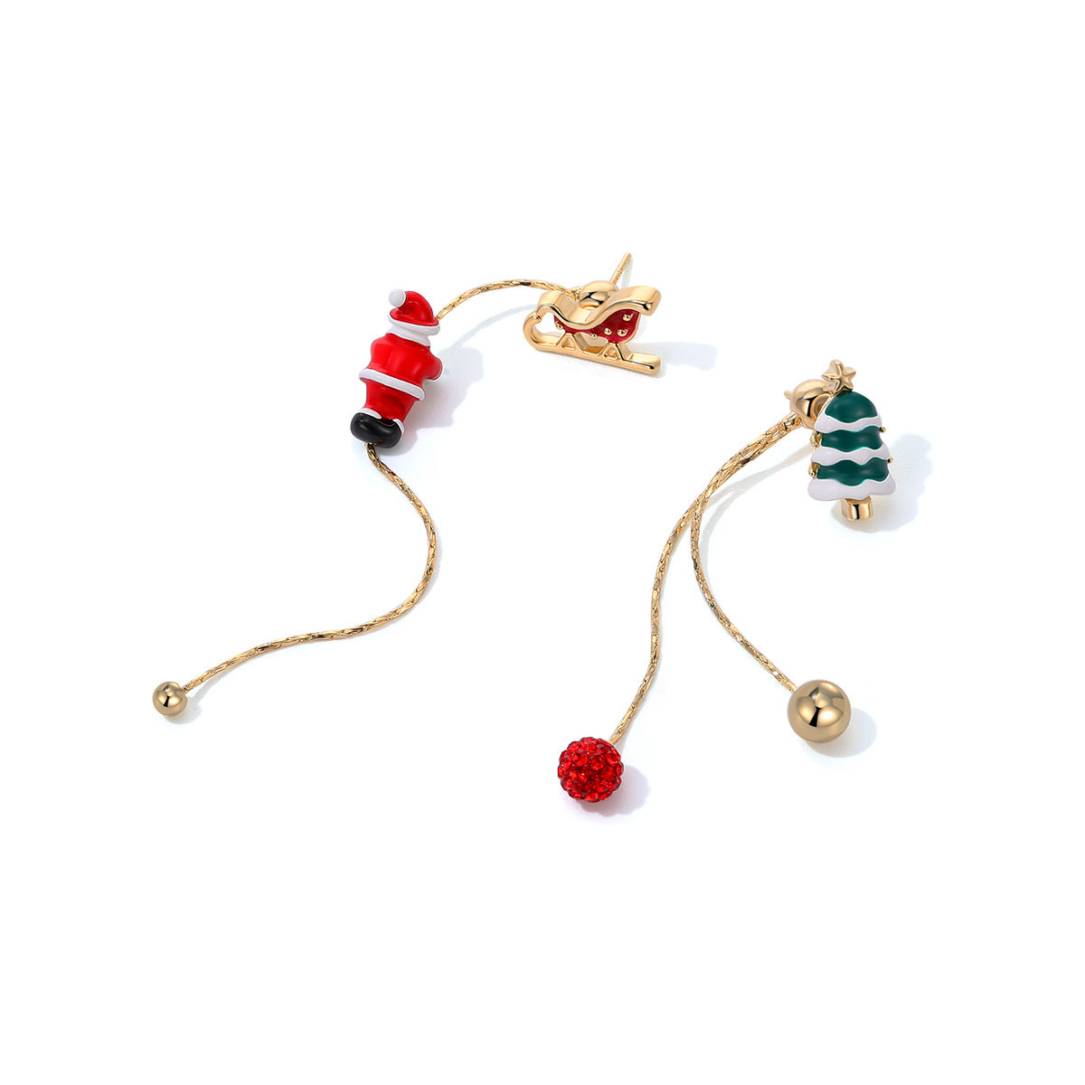 Santa Claus Snowman Sleigh Reindeer Tassel Festival Earrings