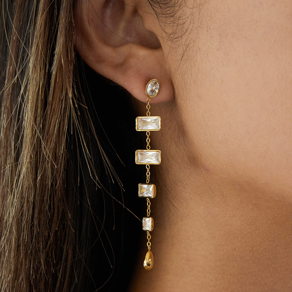 Light Luxury Baguette Droplet Earrings