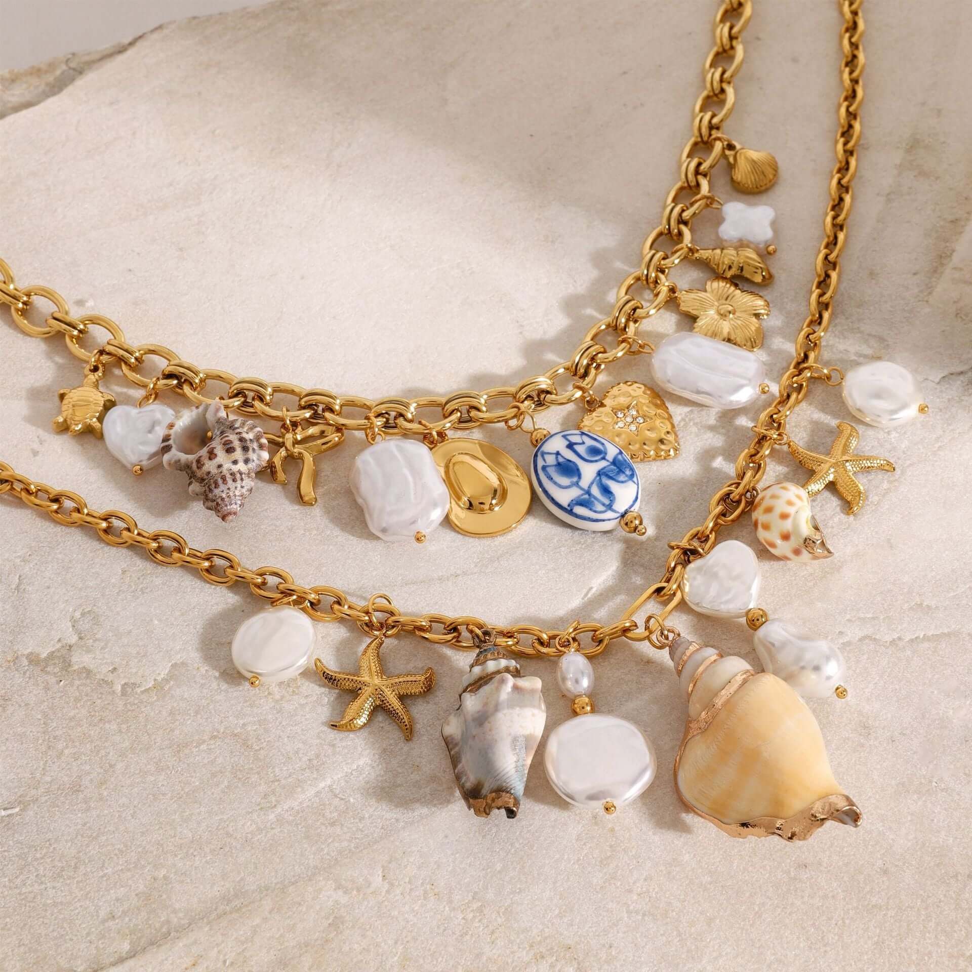 Boho Starfish Conch Shell Necklace