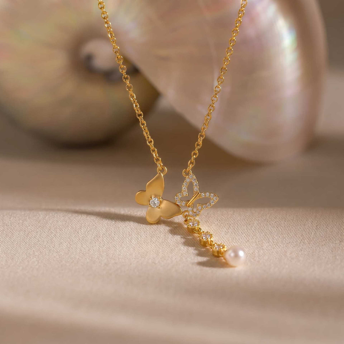 Celestial Whispers Butterfly Star Lariat Necklace