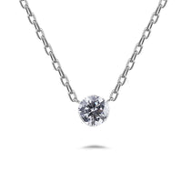 Silver Solitaire Moissanite Pendant Necklace