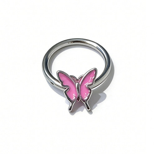 Rebel Pink Heart Horseshoe Circular Nose Ring