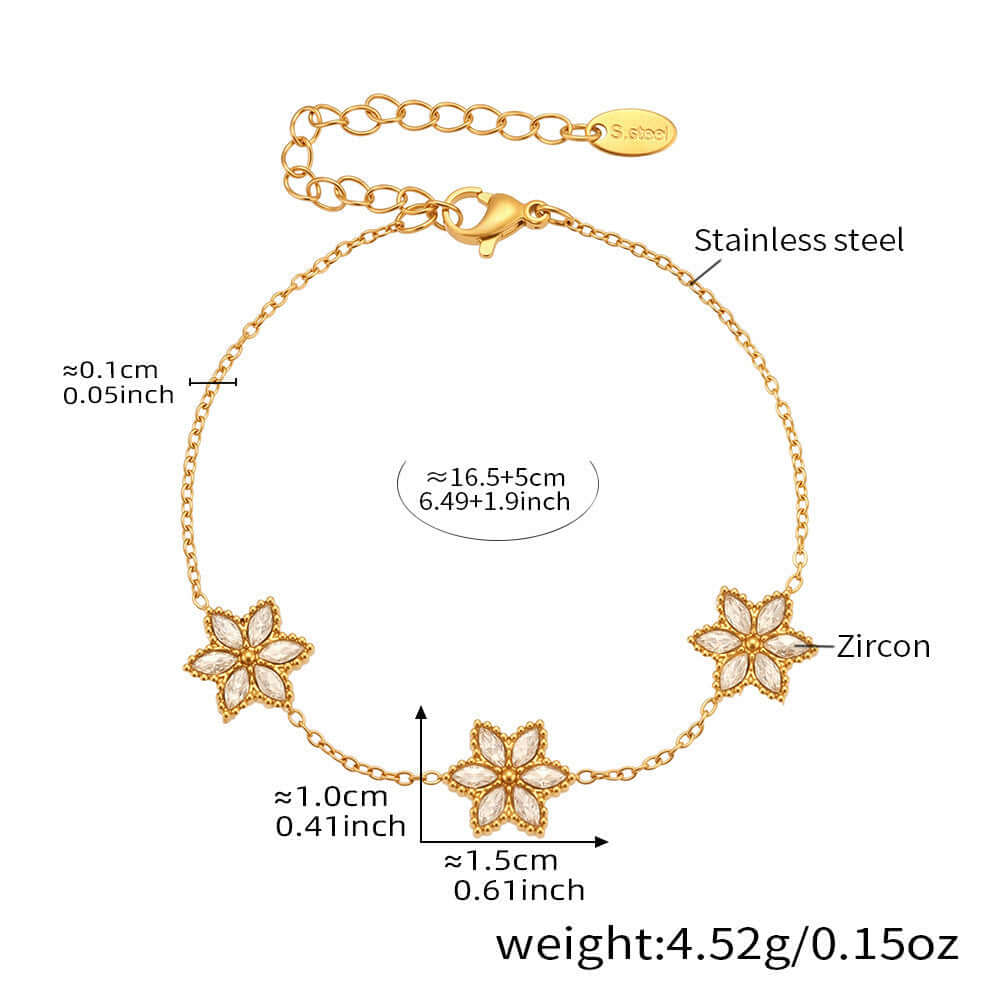 Vintage Gold Flower Lariat Necklace Layered