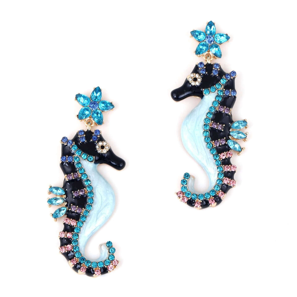 Sparkly Seahorse Summer Ocean Earrings