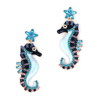 Sparkly Seahorse Summer Ocean Earrings