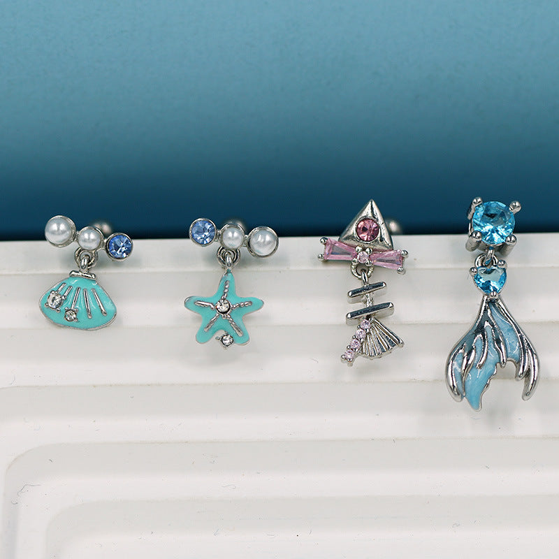 Ocean Whisper Titanium Sea Life Helix Stud