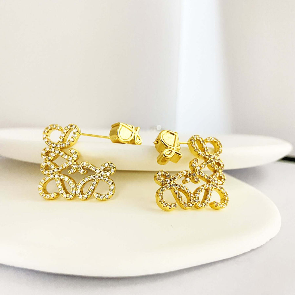 French Square Hollow Letter Large Earrings