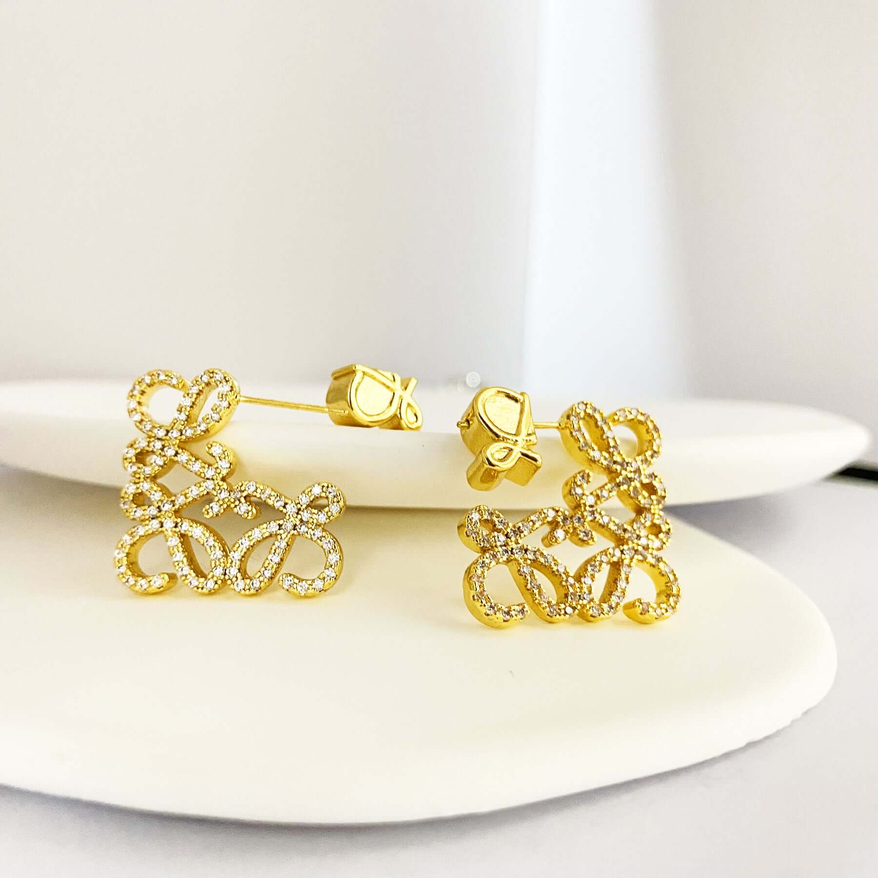 French Square Hollow Letter Large Earrings