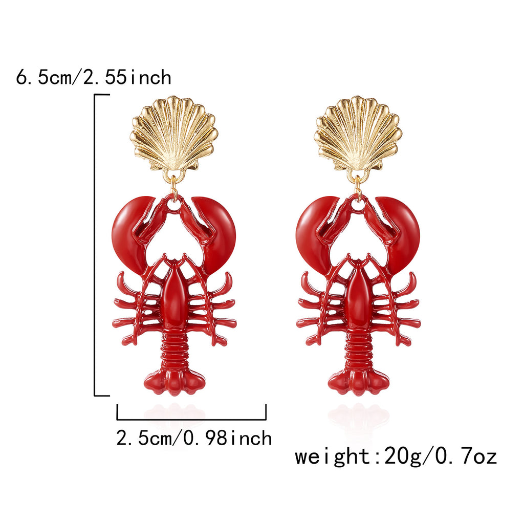 Coastal Summer Lobster Oversize Earrings