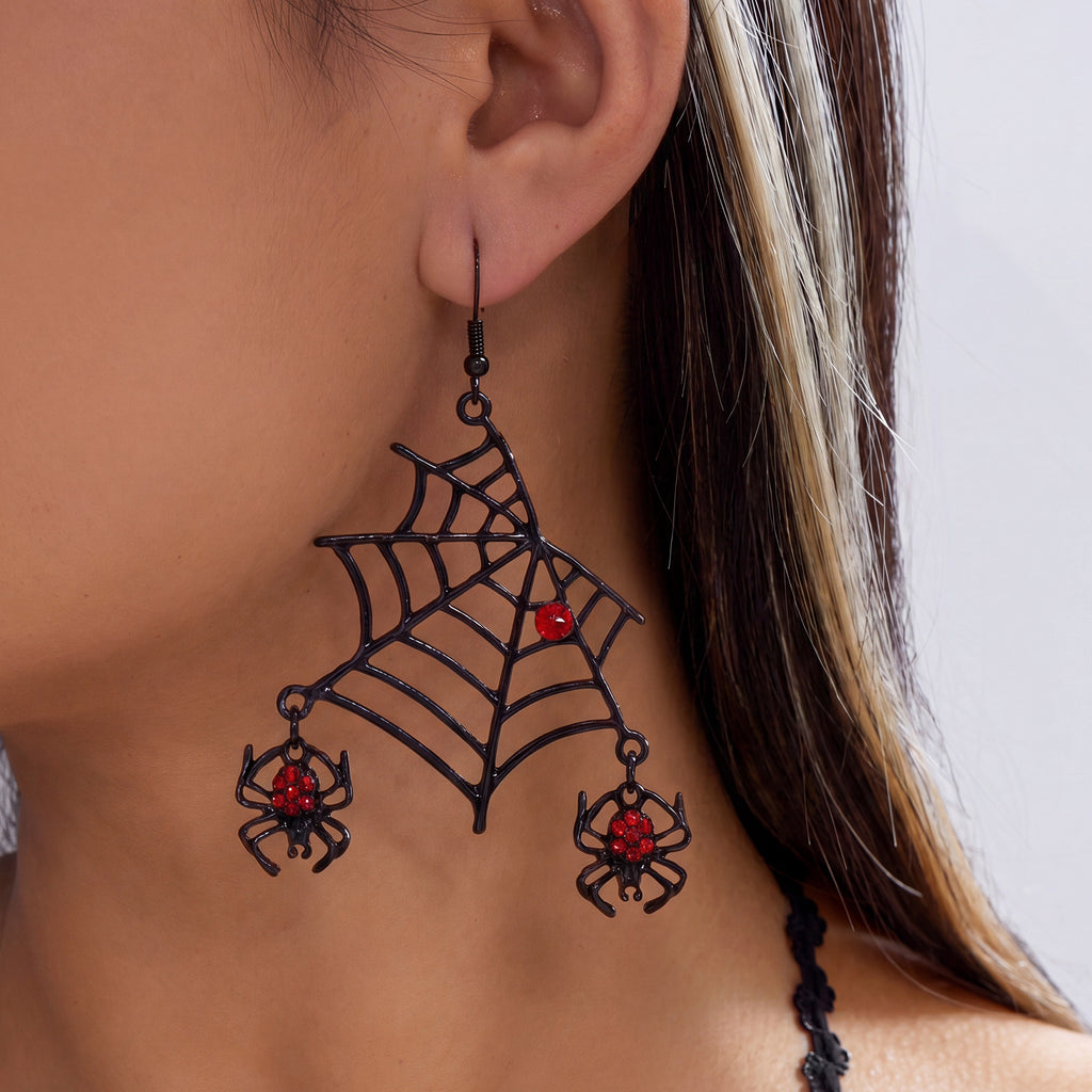 Web of Midnight Spider Chain Tassel Earrings