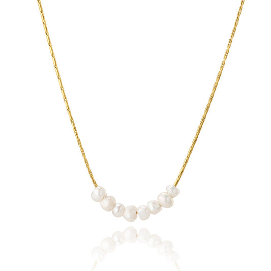 Elegant Tiny Freshwater Pearl Choker Chain Necklace