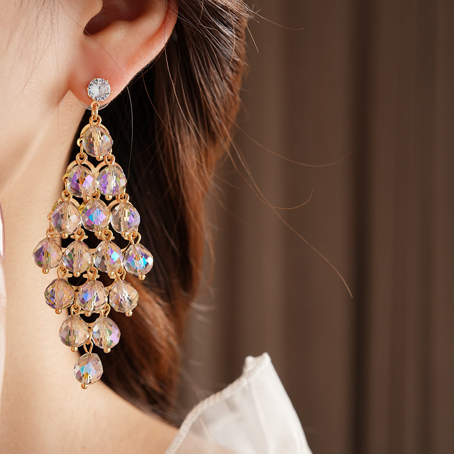 Rhombus Shape Grape Ball Earrings