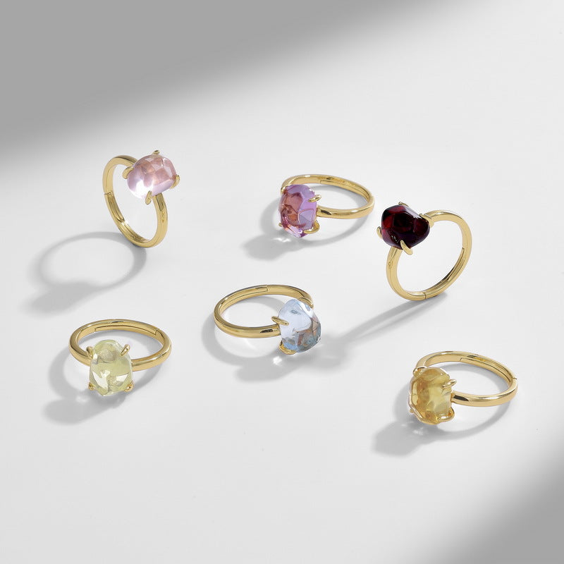 Raw Rose Quartz Citrine Good Vibes Ring