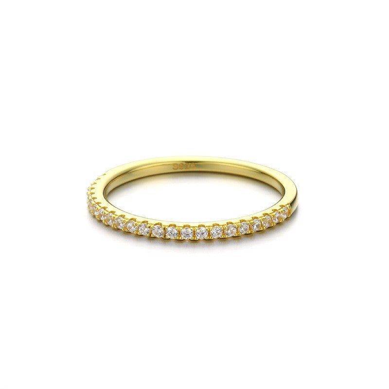 Red Corundum Half Eternity Band Ring