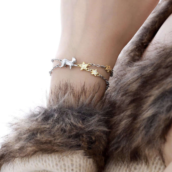 Cat Reaching Star Silver Necklace