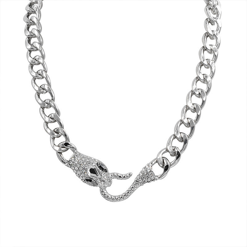 Silver Bold Snake Chain Choker Necklace