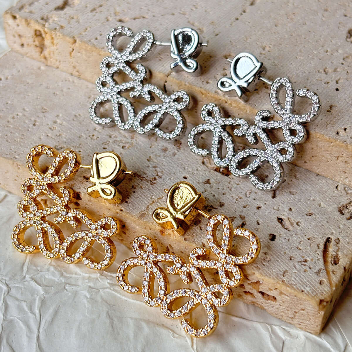 French Square Hollow Letter Large Earrings