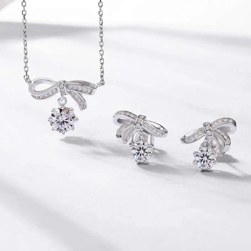 Luxury Moissanite Bow Drop Earrings