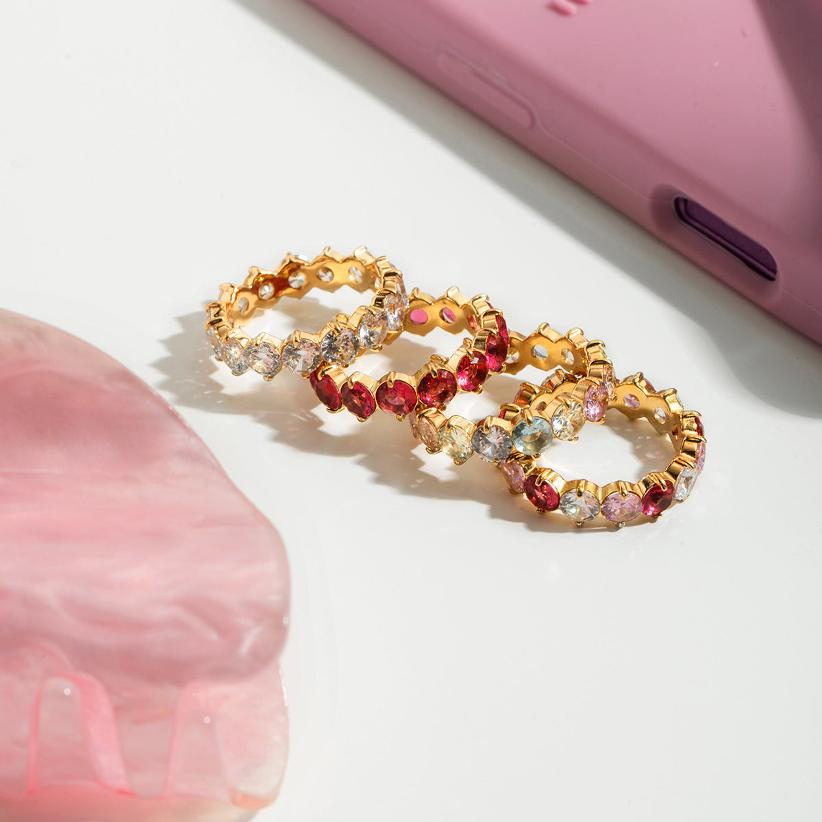 Colorful Dainty Zircon Index Ring