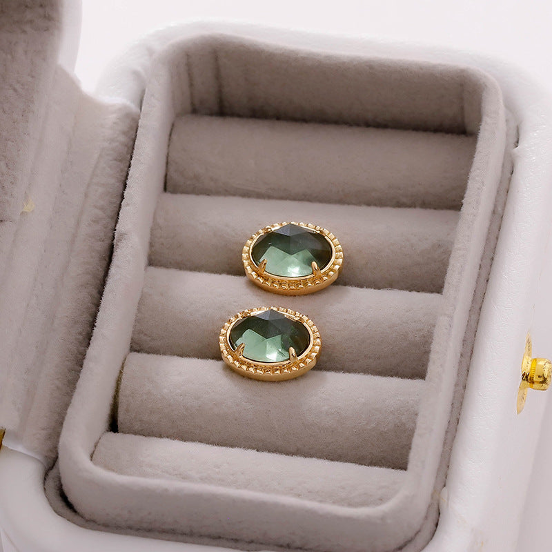 Green Amethyst Stud Earrings