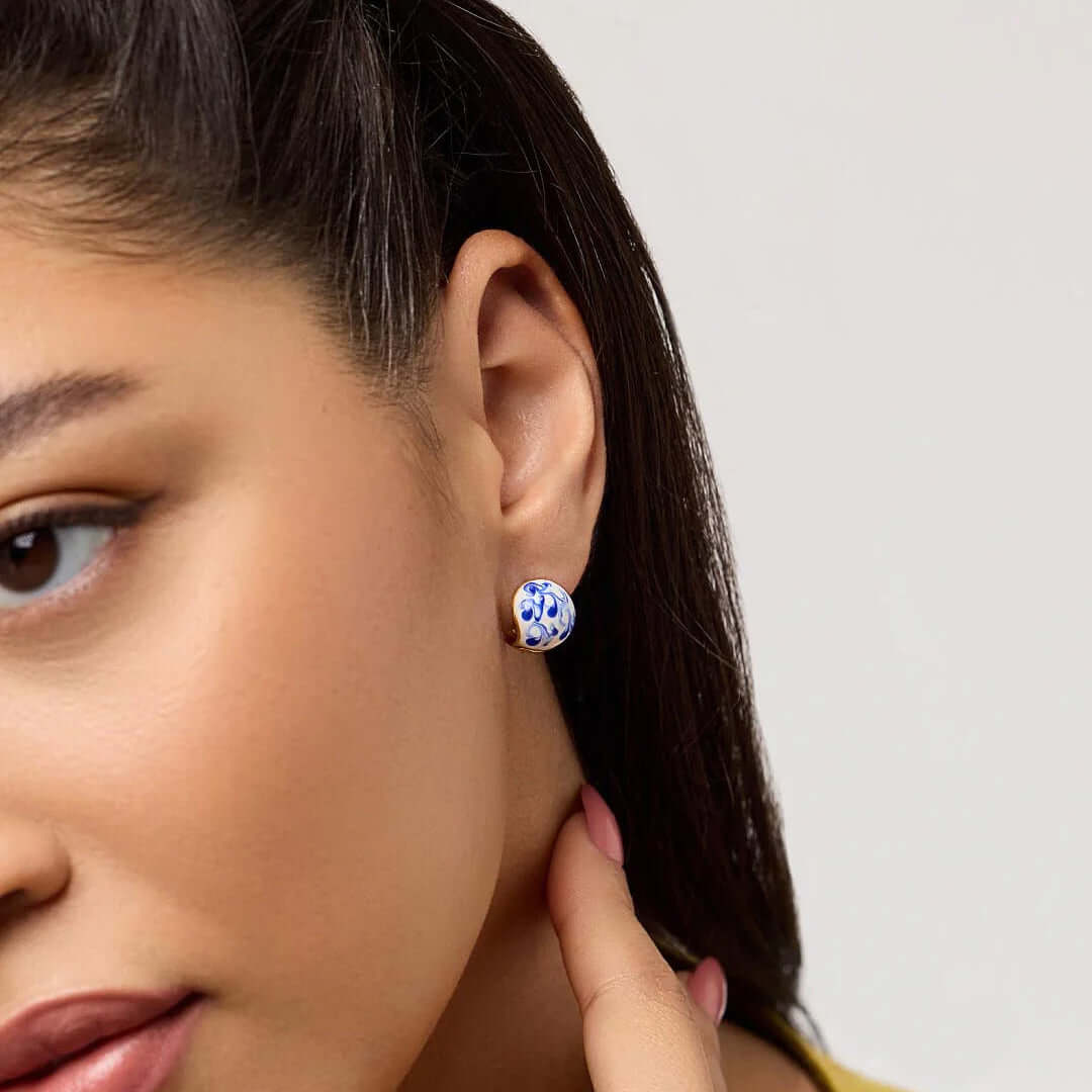 Porcelain Marble Clip On Earrings