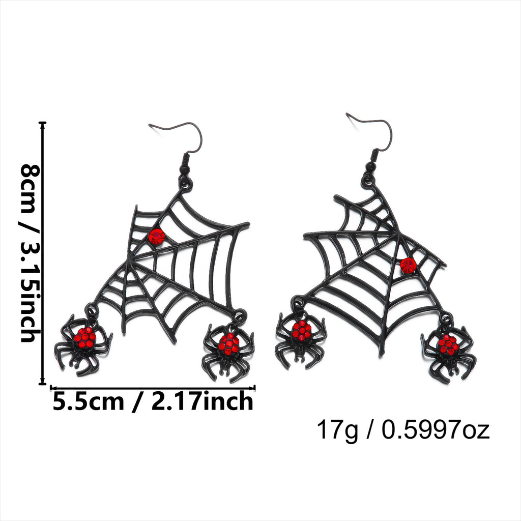 Web of Midnight Spider Chain Tassel Earrings