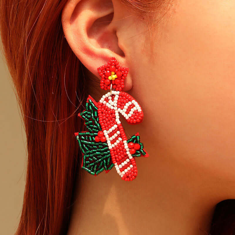 Winter Snowman Christmas Seed Bead Earring