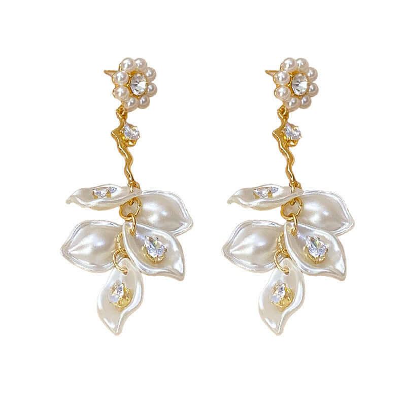 Pearl Petal Drop Earrings