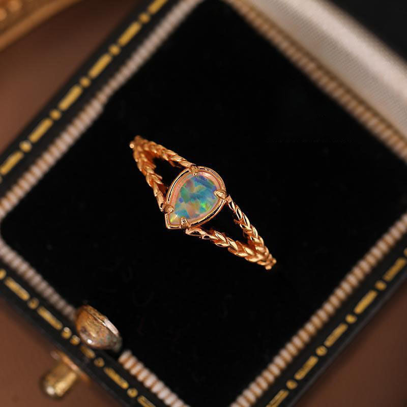 Opal Split Braid Ring October Birthstone Ring