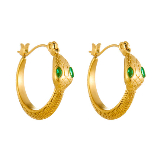 18K Gold Snake Huggie Hoops Earrings