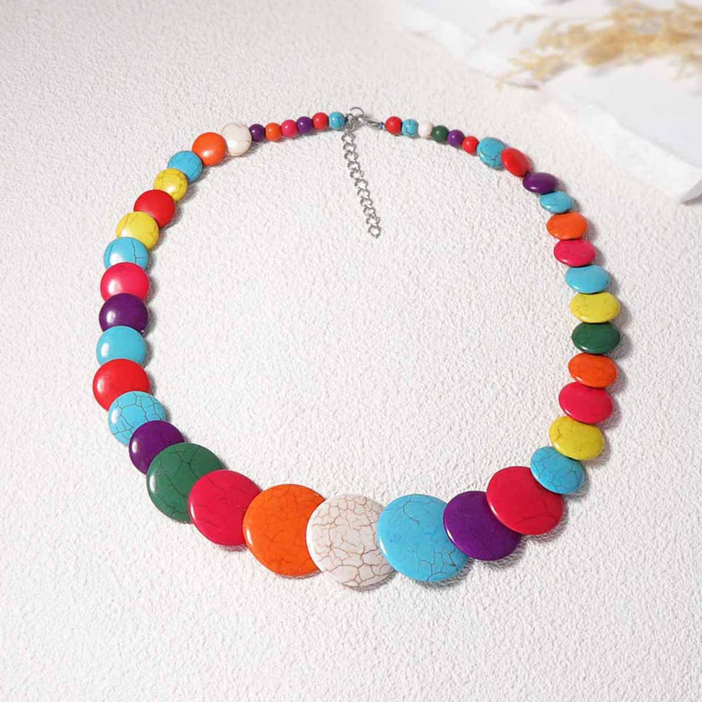 Rainbow Chess Statement Beads Necklace